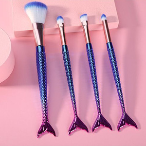 Karışık tedarik düşük fiyat fabrika doğrudan 4 in 1 fırçalar Mermaid şekli kozmetik fırça galvanik balık kuyruğu makyaj fırçası - Product Image 4