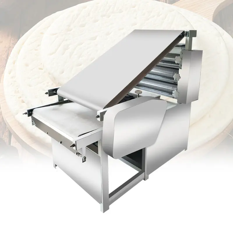 Çin tedarikçisi ticari en kaliteli ekmek hamur baskı merdanesi makinesi Pizza yufka açma makinesi satılık