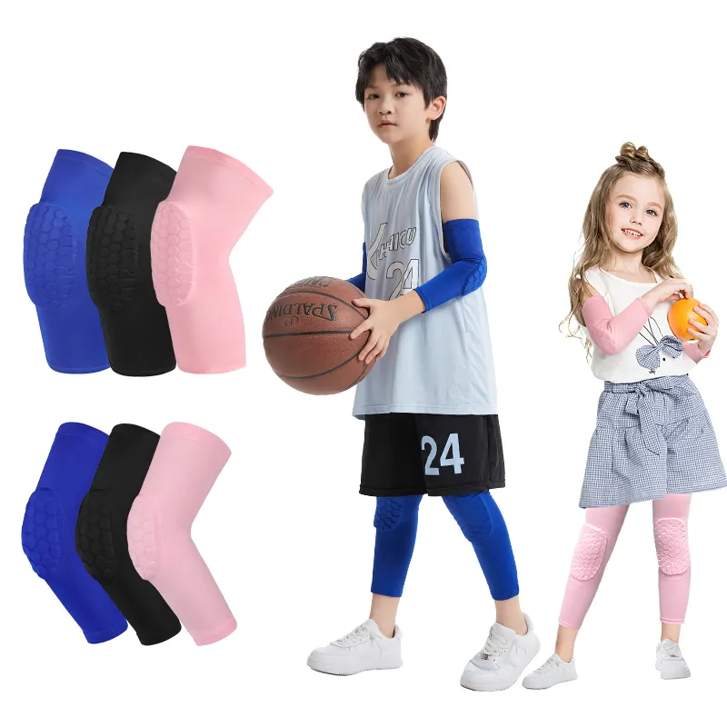 Hoge Kwaliteit Jeugd Been Mouw Sport Basketbal Eva Honingraat Kniebeschermers Voor Kinderen