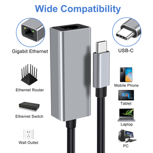 Tip C Gigabit Ethernet adaptörü USB 3.1 ağ kartı RJ45 Lan 10/100/1000 Mbps harici Windows 11 Mac OS PC Laptop için - Product Image 5