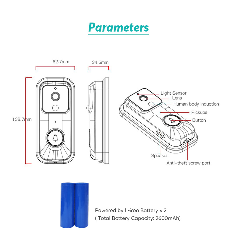ODM/OEM Smart Tuya Wifi Digital Security Camera Wireless Intercom ring Wireless video Doorbell