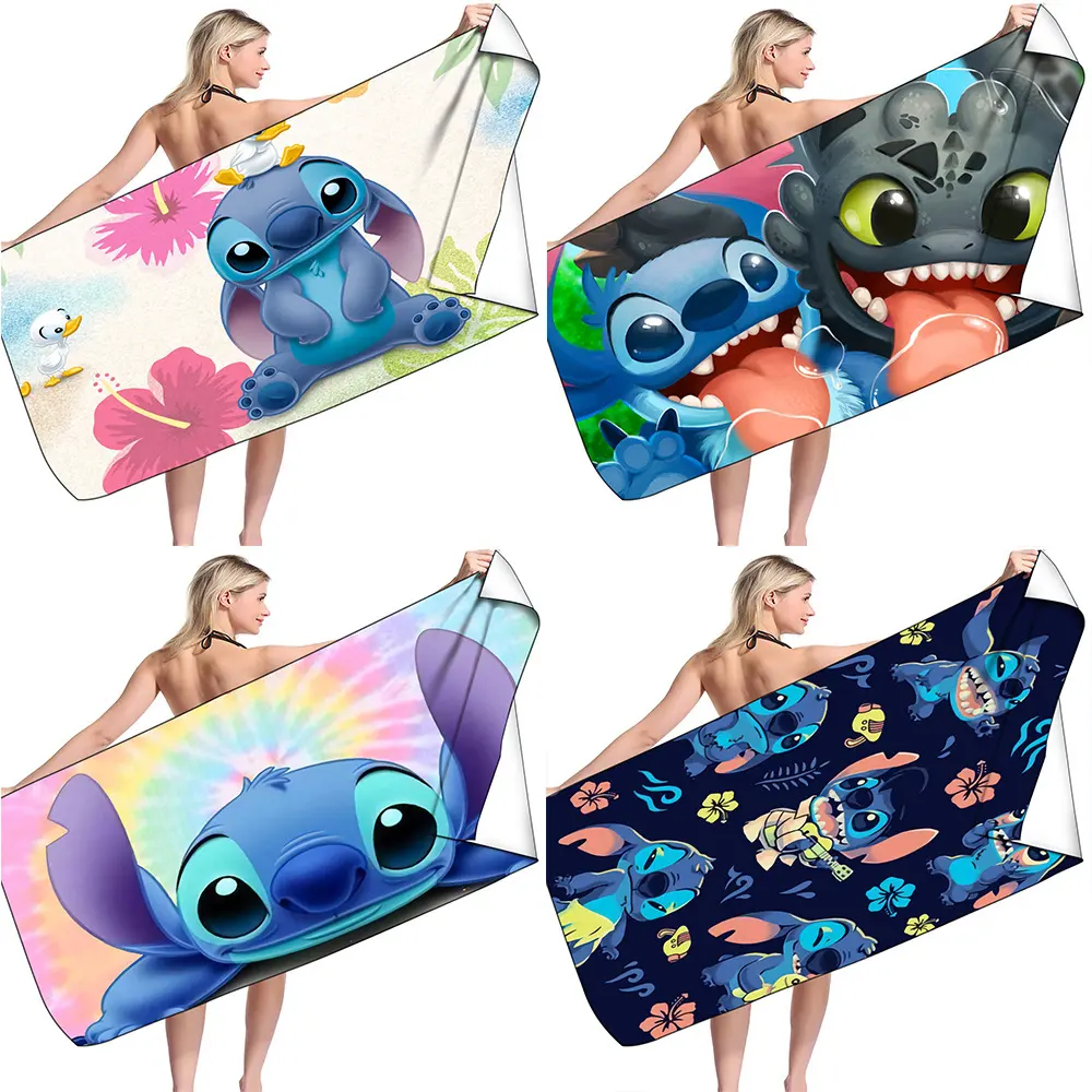 Vente en gros de toallas de playa personalizadas mignon dessin animé sans sable anime enfants serviette de bain de plage avec logo impression personnalisée