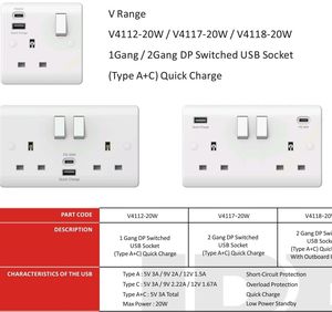 Venta caliente 13A baquelita 2-Gang enchufe conmutado tipo A + tipo C toma de corriente de pared USB carga Normal Reino Unido enchufe estándar Compatible WIFI - Product Image 5