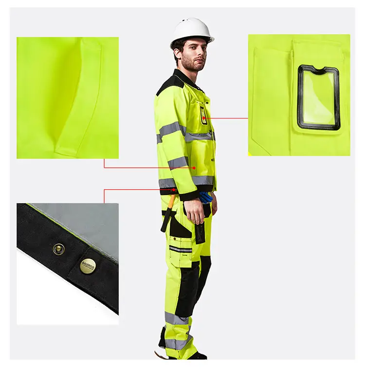 2021ขายร้อน Hi Vis เสื้อผ้าความปลอดภัยรักษาความปลอดภัยการก่อสร้างเสื้อสำหรับชาย