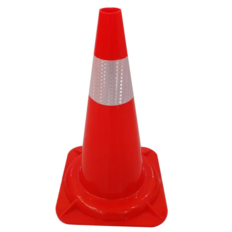 Sinal de PVC vermelho/laranja para segurança rodoviária, cone de 500 mm/50 cm, fita reflexiva de alta qualidade