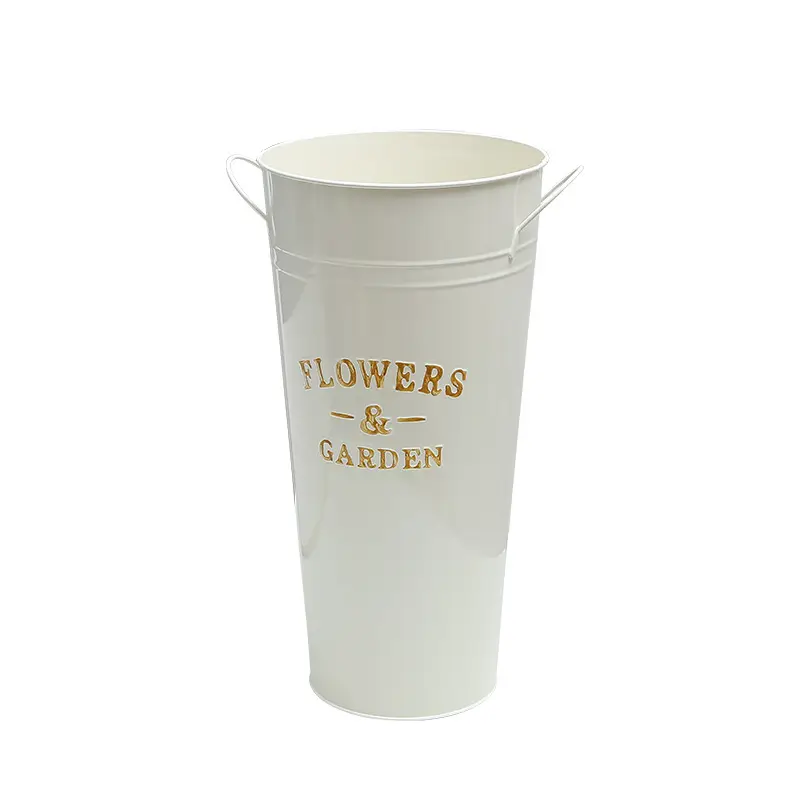 Vaso de flores de metal galvanizado