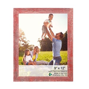HMS <strong>9</strong>\&quot; <strong>X</strong> <strong>12</strong>\&quot; Rustic Farmhouse Style MDF Photo <strong>Frame</strong> Red Wood <strong>Frame</strong> with Glass Front for Photos Simple Square Design for DIY - Product Image 1