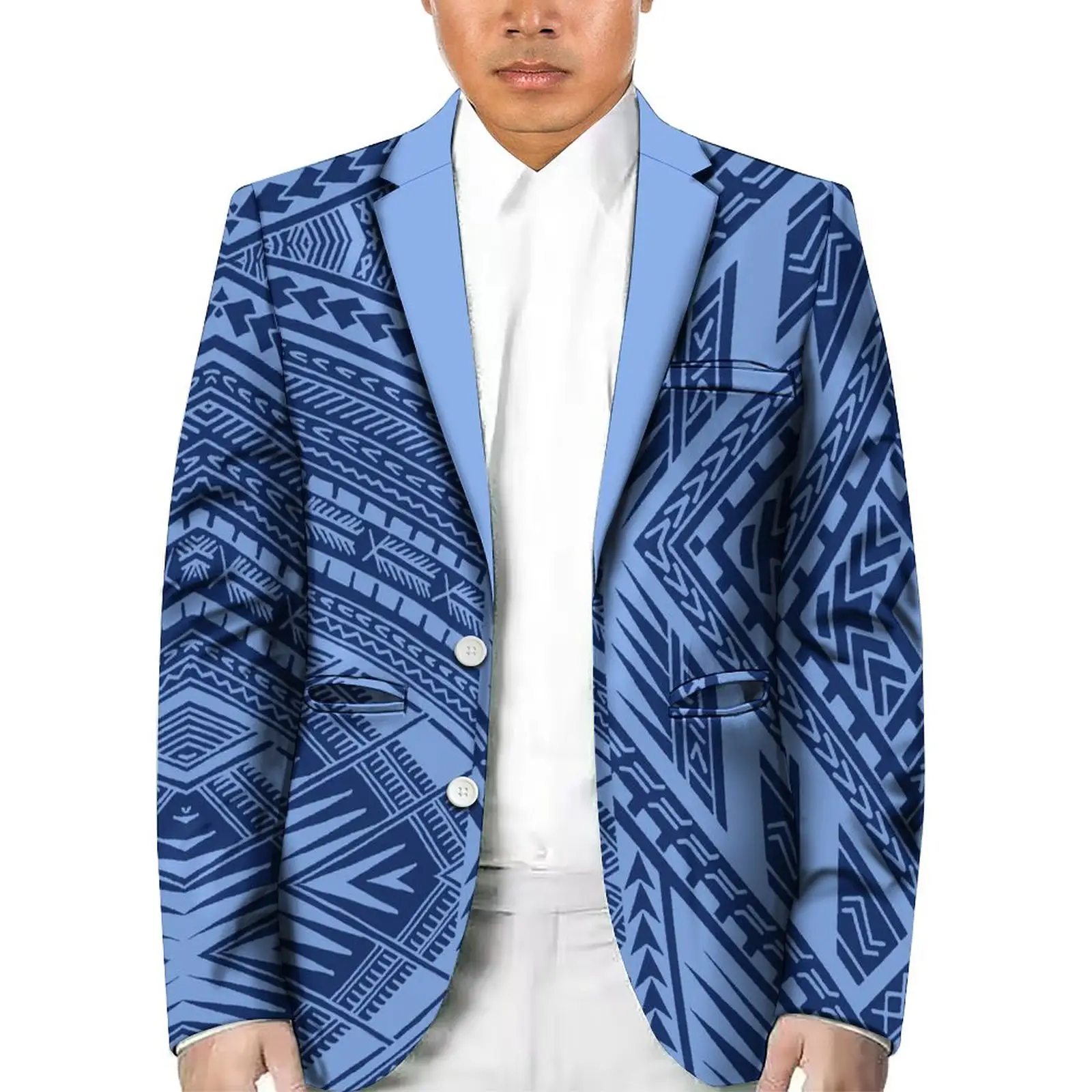 Blue Big People OEM Blazer Kimono lengan panjang berkualitas tinggi kardigan Hawaii Polinesia pria trendi Suit Drop Shipping