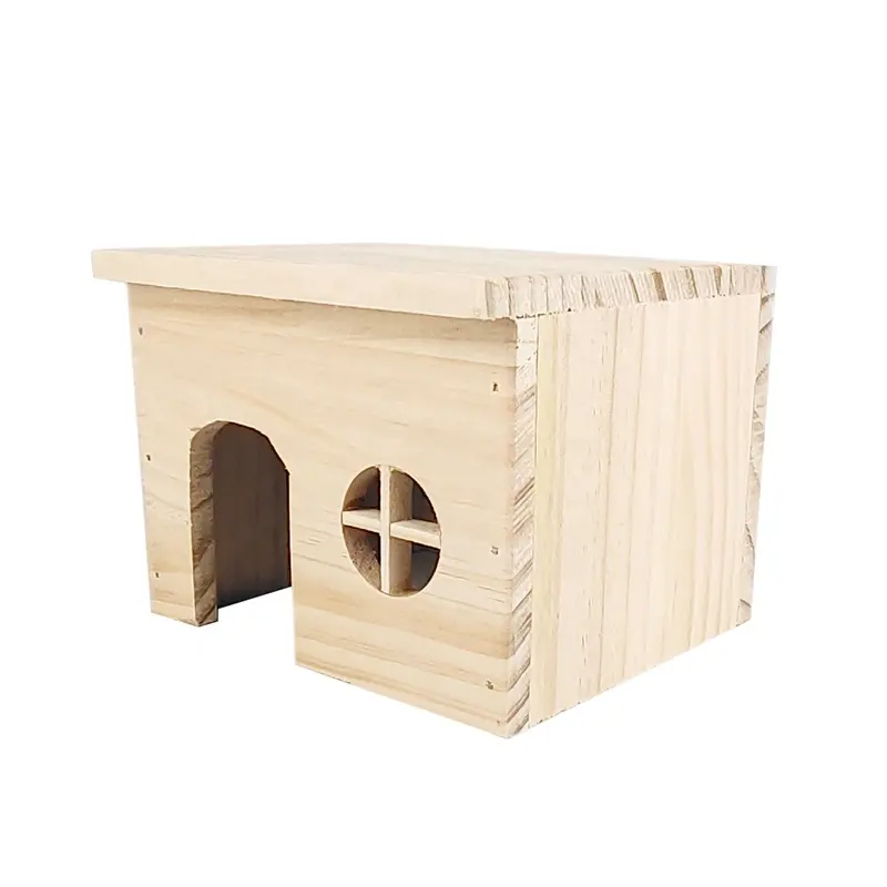 Rumah Kayu Kelinci Kustom Rumah Kandang Hamster dengan Jendela Kandang Hewan Kecil Chinchilla dan Rumah Marmut