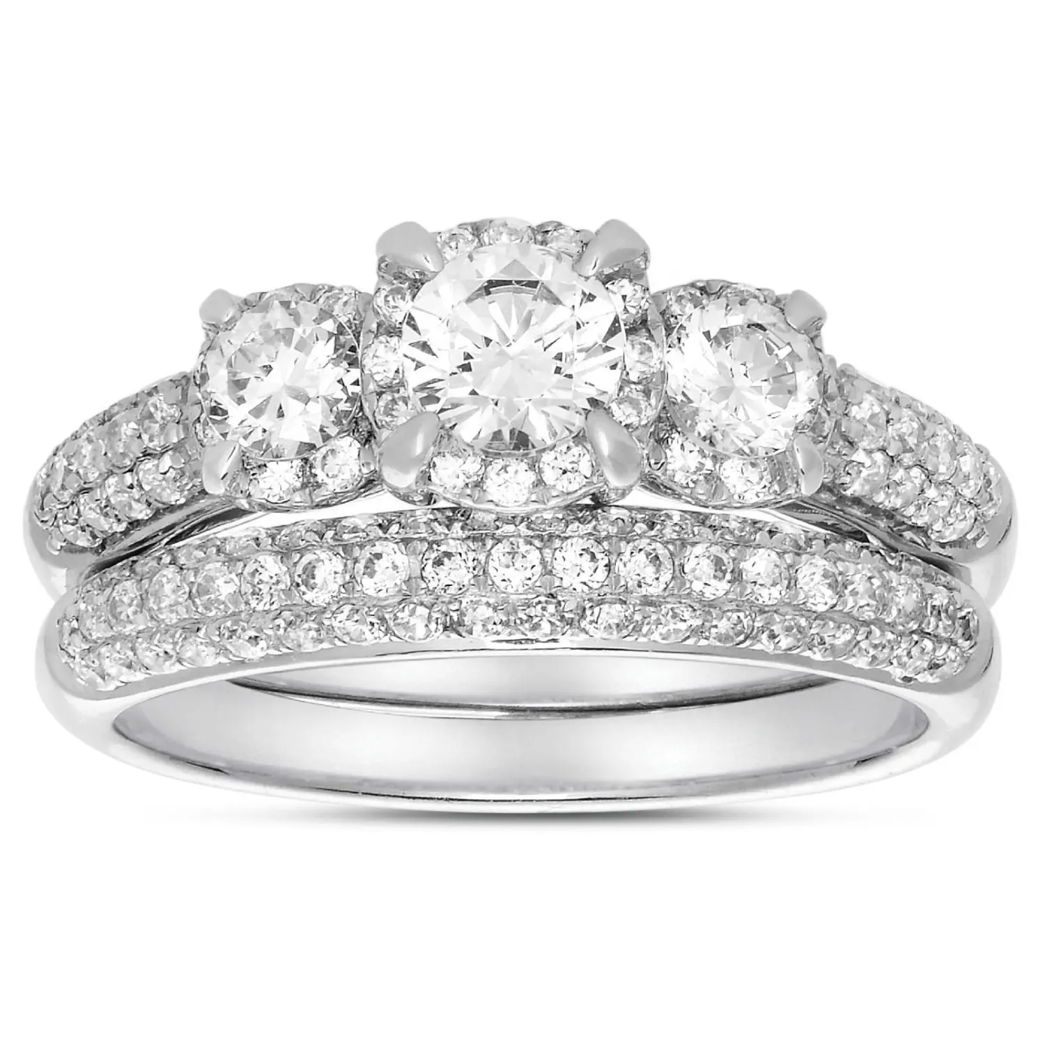 Gli anelli a mano da sposa in pietra a tre pietre con taglio brillante rotondo in argento 925 più economici hanno impostato il prezzo del marchio dei gioielli