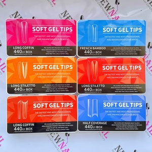 Fransız tarzı özel etiket yapay tırnaklar jel x Gelly İpuçları basın çivi temizle 440 adet çivi tam kapak parmaklar İpuçları - Product Image 5