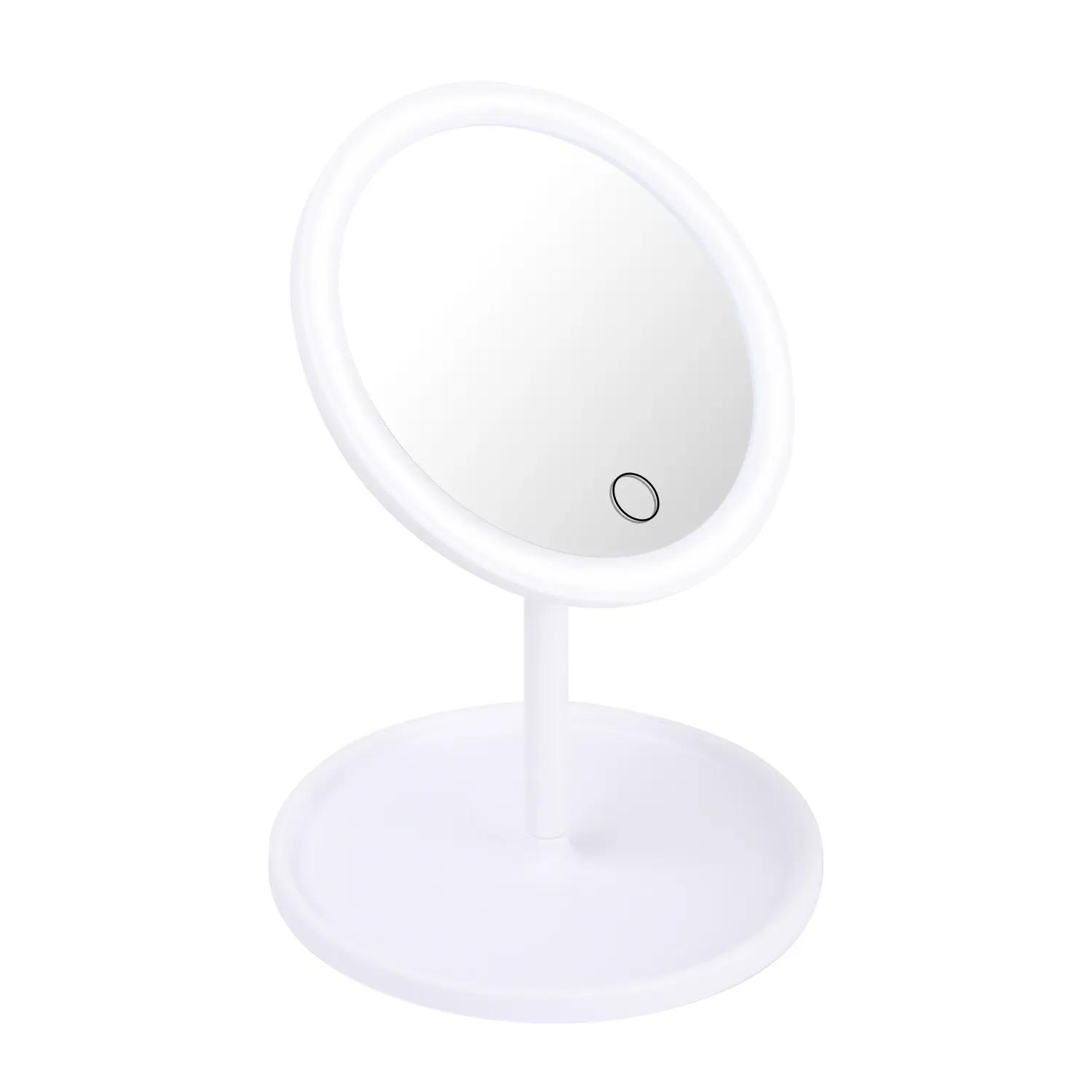 2022 Beauty Luxury Custom Logo vendita calda Mini White USB portatile Led illuminato tavolo pieghevole specchio per il trucco 3d con luce a Led