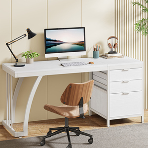 Tribesigns White <strong>Computer</strong> Desk with 3 Drawers, Modern PC Desk with File Storage, 59-Inch Writing <strong>Table</strong> Workstation - Product Image 1