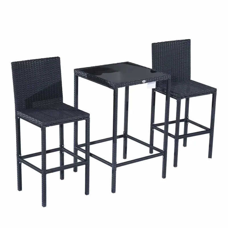 3 pezzi piccolo Rattan compatto giardino Set da esterno in Rattan sedia da giardino mobili da giardino-balcone sedie e tavolo