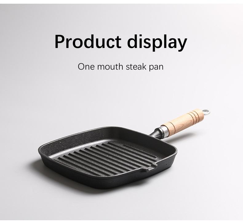 22 Manche en bois unique bouche steak pan