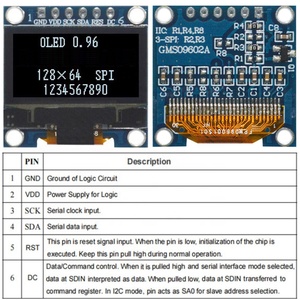 DIYmalls 0,96 "Zoll OLED-Bildschirm modul SSD-1306 128x64 6-polige SPI-Schnitts telle 3V-5V Weiß für Arduino ESP32-Karte - Product Image 3
