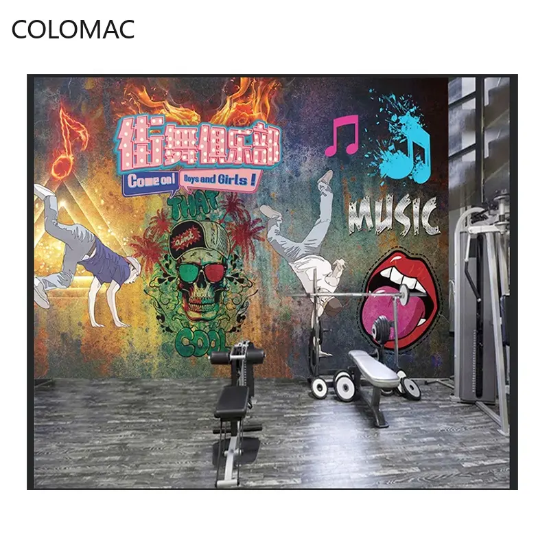 Colomac özel Retro Graffiti caz dans stüdyosu arka plan duvar kağıdı Hip Hop tarzı duvar dekorasyon yatak odası için