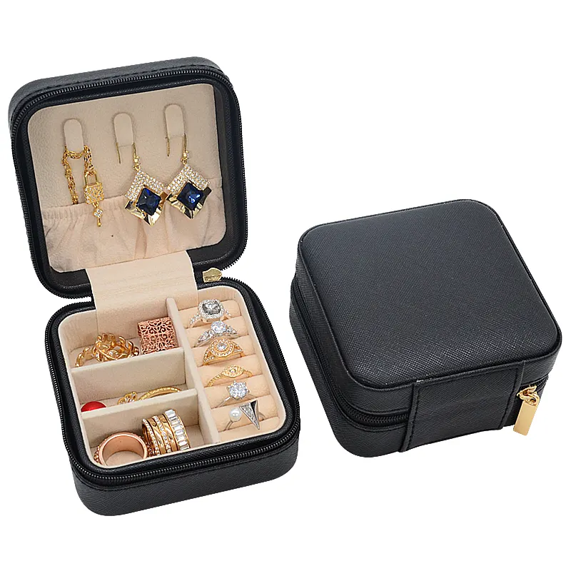 Commercio all'ingrosso Mini gioielli da viaggio custodia anello portatile orecchino collana organizzatore Custom pelle piccola scatola di gioielli