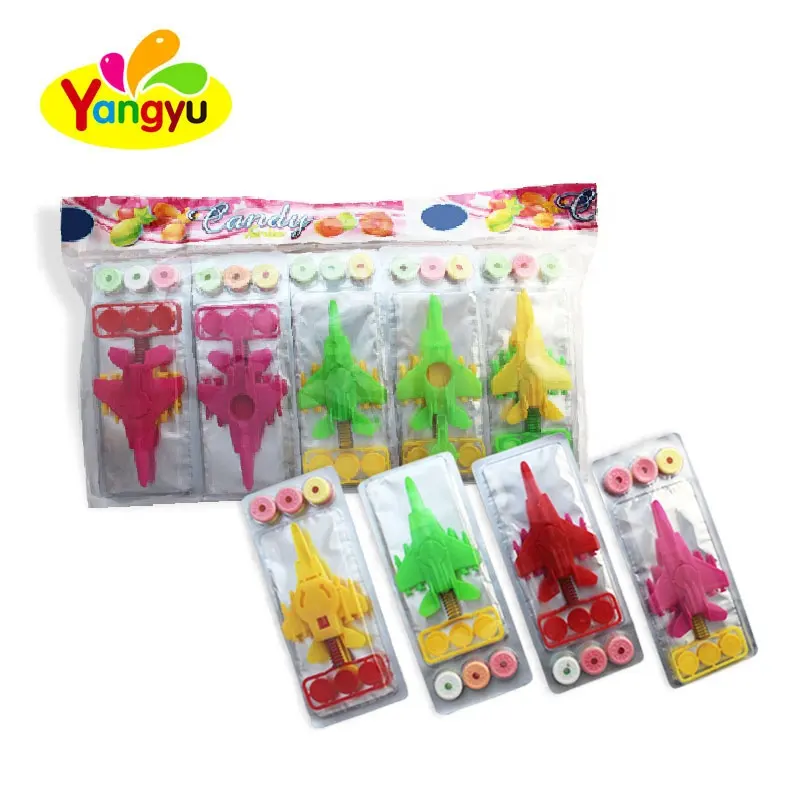 Funny Air Plane Toy With Sweet Fruity Whistle Candy