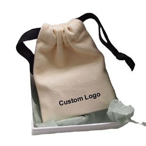 Bolso de tela de algodón con logotipo personalizado, bolsa de muselina con cordón, impresa - Product Image 3