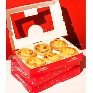 Tùy chỉnh giá trứng Tart Cookie hộp 4 lỗ cupcake Donut trường hợp in ấn với cửa sổ bao bì hộp thực phẩm - Product Image 1