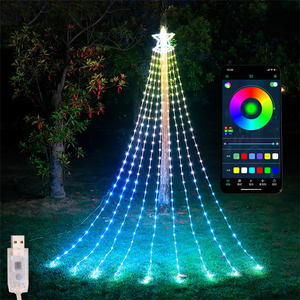 Guirnalda de luces LED para decoración navideña, 305 luces LED de 9,2 pies para árbol, cascada, Control por aplicación, para patio - Product Image 3