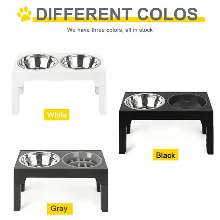 No Spill Dog Water Bowl Stainless Steel Slow Feeder Pet Food Bowl Adjustable Elevated Raised Dog Bowls Stand