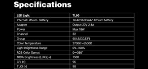 TL60 GODOX เป็นไฟถ่ายภาพมือถือ LED ที่ออกแบบมาโดยเฉพาะสำหรับการถ่ายภาพกลางแจ้งและการใช้งานแบบพกพา - Product Image 6