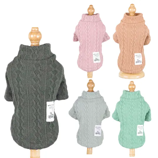 Cotone di Lavoro A Maglia Crochet Vestiti Del Cane per Cane Solido Bassotti Pullover Maglione Di Natale per Cani di Piccola Taglia Cappotto di Inverno