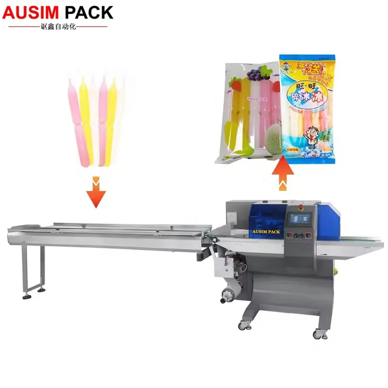 Multi-função Automático Travesseiro Picolé Fazendo Máquina De Embalagem De Selagem Ice Cream Pop Bar Saco De Plástico para Amendoins Selagem traseira