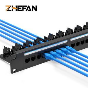 ZHEFAN 1u 19 "Panel de conexión 24 puertos Cat6 Cat6a Rj45 montaje en rack Cat5e 6 anillo de gestión de cables diseñado Panel de conexión Utp sin blindaje