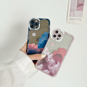 Ins tarzı ay bulut moda marka çerçeve şeffaf telefon kılıfı kapak iPhone 14 yumuşak TPU tampon kılıf ile kamera koruma - Product Image 5