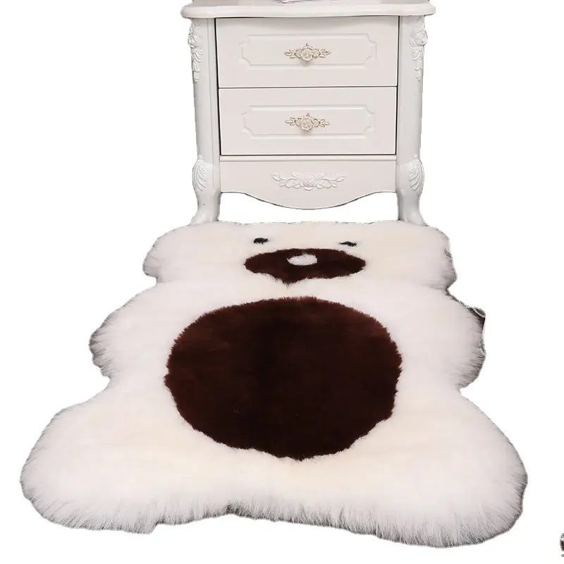 Tapete de lã Shaggy Grande Fofo Luxo Animal Real Sheep Skin Mat Quarto Piso Sheepskin Fur Rug Para Sala