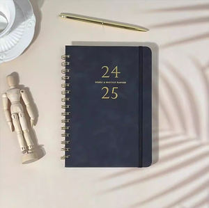Taccuini rilegati a spirale stampati con Logo stampato in oro personalizzato A5 Planner settimanale Notebook in morbida pelle - Product Image 5