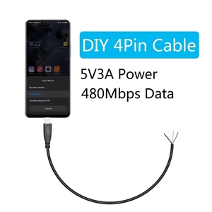 Kısa USB C 4 Pin çıplak tel açık uçlu tel 50cm, 20AWG 5V USB tip C erkek - Product Image 5