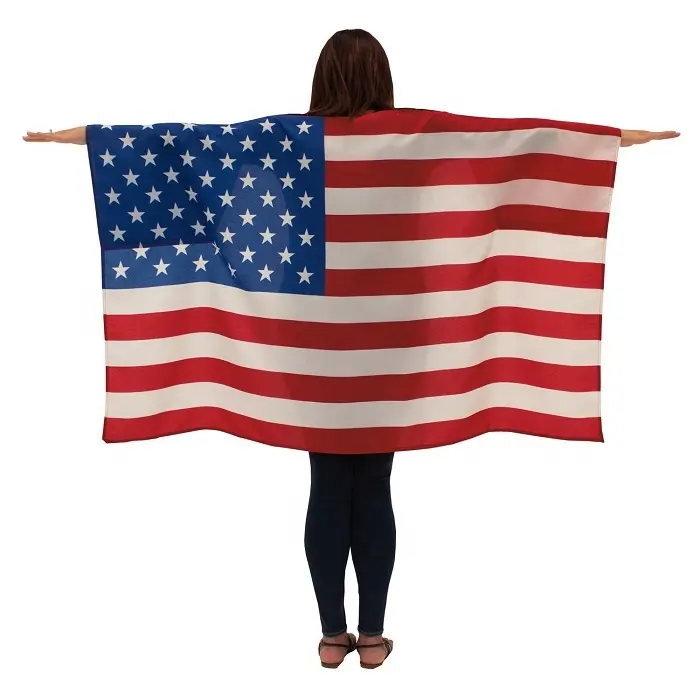 Alta calidad barato anunciar tamaño personalizado poliéster banderas americanas