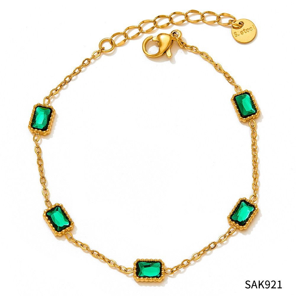 Green zirconium gold bracelet b921