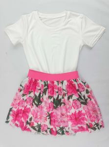 ट्रेंडी बच्चों की लड़की 2 टुकड़े ग्रीष्मकालीन कपड़ों के साथ बाल सादे शर्ट सेट थोक लड़की गर्मियों के कपड़े सेट - Product Image 2