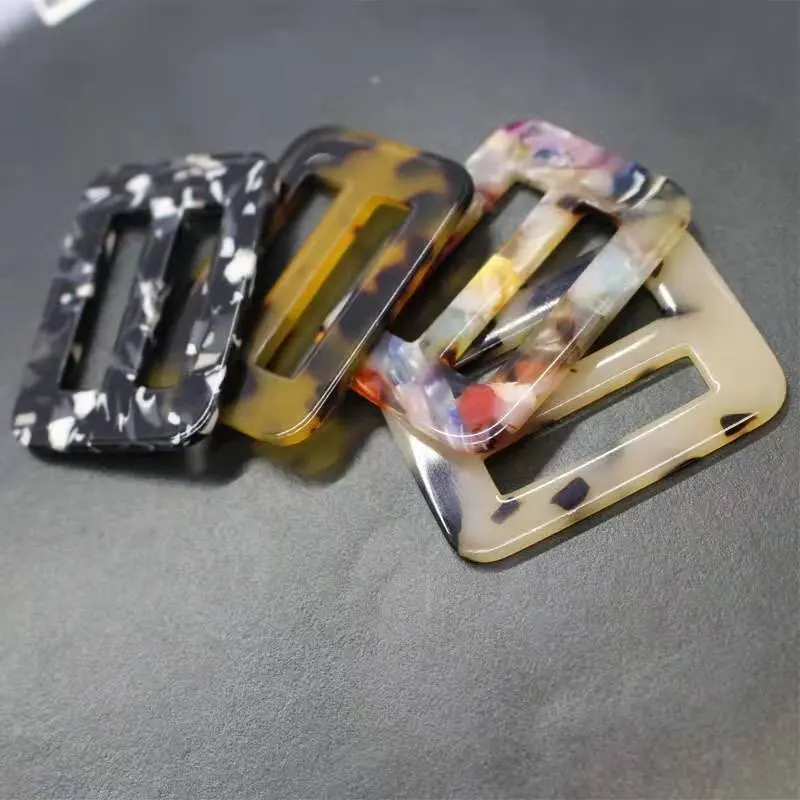 Factory direct wholesale Horn buckle rectangle design Resin buckle Acetate plate buckles for clothing decoration