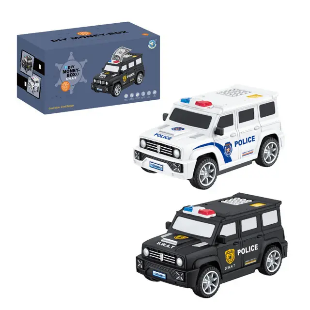 Politie Auto Spaarpot Voor Kinderen Vingerafdruk Ontgrendeling Elektronische Geldbesparende Doos 2 Kleuren Elektronische Spaarpot