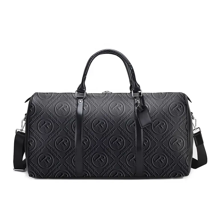 Vente en gros sac à main d'affaires bagage à main portable pu logo en relief sac de week-end designer personnalisé sac de voyage sac polochon en cuir de luxe