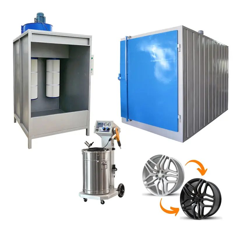 Manual Powder Coating Booth With Powder Coating Machine and Powder curing oven