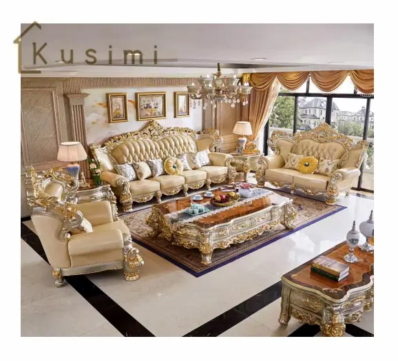 Популярный североамериканский стиль Королевский классический роскошный кожаный диван мебель для гостиной диваны
