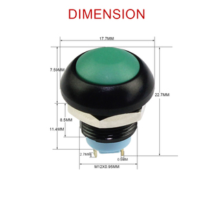 Interruttori a pulsante momentaneo a 2pin con pulsante multicolore 36V 2A interruttori a pulsante in plastica 12MM - Product Image 2