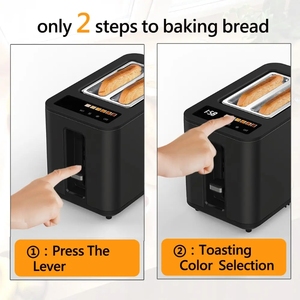 Elettrico commerciale 2 fette di cifra tostapane con LED da cucina Popup nero Smart Touch Screen pannello pane tostapane - Product Image 4