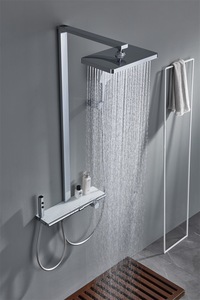 Panel de ducha termostático de primera calidad para uso en apartamentos, Control de botón pulsador, 4 Funciones, lluvia, estilo Piano, diseño suave incorporado - Product Image 3