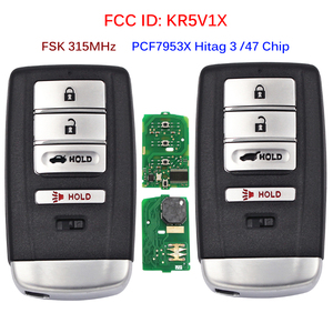 3 1/4ボタンFSK315MHz PCF7953X HITAG3/47チップスマートリモートキーforAcura MDX RDX ILX RLX TLX 2014-2020 FCC ID: KR5V1X HON66 - Product Image 2