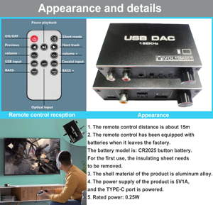 Convertidor de Audio Digital a analógico, adaptador compatible con USB para transmisión de señal de reproductor lateral de PC, DAC, 192KHZ, nuevo - Product Image 5