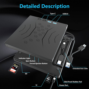 蓝光7合1外置DVD驱动器便携式CD/DVD +/-RW磁盘，适用于带USB 3.0和Type-C的笔记本电脑，也适用于台式机 - Product Image 4