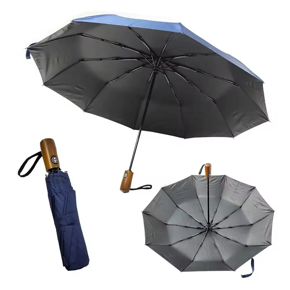 23 "otomatik açık ve yakın yağmur geçirmez uv korumalı katlanır şemsiye 10 kaburga